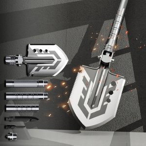 Saperka Wozinsky WSS-211 survival bushcraft wielofunkcyjna nóż zbijak krzesiwo gwizdek harpun - szara 4