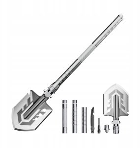 Saperka Wozinsky WSS-211 survival bushcraft wielofunkcyjna nóż zbijak krzesiwo gwizdek harpun - szara 9