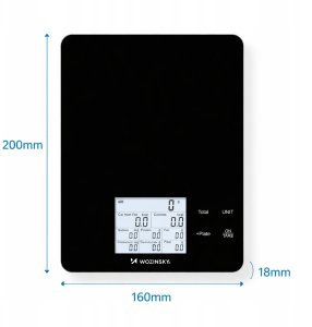 Waga kuchenna Wozinsky Waga kuchenna Wozinsky WIK-10 inteligentna z wyświetlaczem cyfrowym Bluetooth aplikacja - czarna 2