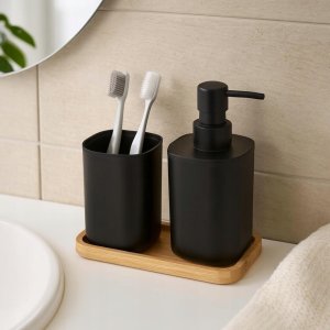Bathroom Solutions Komplet łazienkowy CUB, czarny, 3 sztuki 2