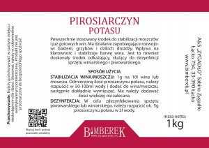 PIROSIARCZYN POTASU 1KG DEZYNFEKCJA MYCIE BUTELEK ODKAŻANIE STABILIZACJA 9