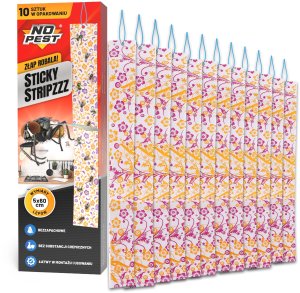 Lep Pułapka Lepowa na Muchy Muszki Komary Mole Meszki i Inne Owady Latające "Sticky Stripzzz" (10 szt) 2