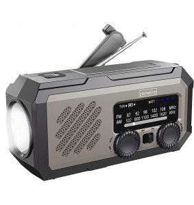 Mini Radio Przenośne Solarne Awaryjne Budowlane na Korbkę Baterie Powerbank 4