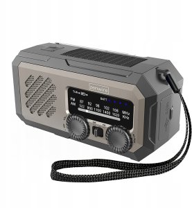 Mini Radio Przenośne Solarne Awaryjne Budowlane na Korbkę Baterie Powerbank 5