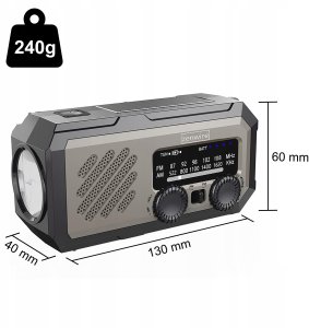 Mini Radio Przenośne Solarne Awaryjne Budowlane na Korbkę Baterie Powerbank 9