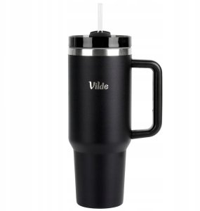 STALOWY KUBEK TERMICZNY TERMOS 1200ml Z RĄCZKĄ I SŁOMKĄ 259444 3