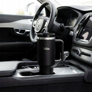 STALOWY KUBEK TERMICZNY TERMOS 1200ml Z RĄCZKĄ I SŁOMKĄ 259444 4