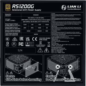 Zasilacz Lian Li RS Series 80 PLUS Gold zasilacz ATX 3.1 modular - 1.200 Watt z RS Hub czarny 6