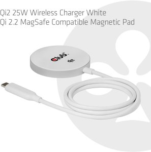 CLUB3D CAC-3026 ładowarka do urządzeń przenośnych Telefon komórkowy, Smartfon, Smartwatch, Telefon Biały DC Bezprzewodowe ładowanie Szybkie ładowanie Wewnętrzna 3