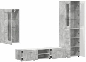 vidaXL Zestaw szafek RTV Betonowy szary 5