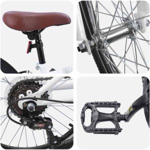 vidaXL Rower Górski 20 Cali 6-Speed dla dzieci w wieku 5-8 lat Biały 4