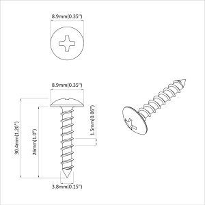 Wąż do pralki i zmywarki vidaXL Wkręty Drewniane 2 pcs srebrny M4 x 28 mm Stal 6