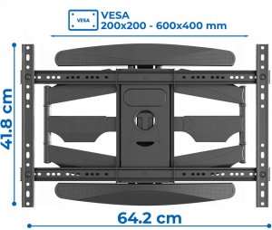 Uchwyt do telewizora 32"-85", na ścianę, obrotowy, do 30kg, VESA, regulacja 3