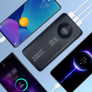 Powerbank Polion Powerbank 20000mAh 22,5W USB-C USB-A Lightning LCD PD QC szybkie ładowanie 5