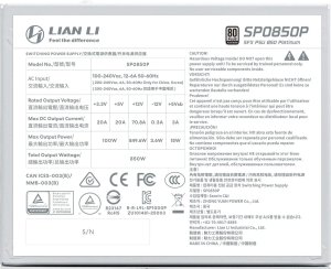 Zasilacz Lian Li SP Platinum SP0850P 850W Biały (G9P.SP0850P.W000.EU) 6