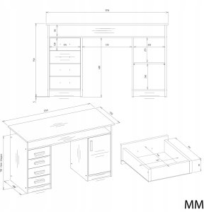 Biurko Antracytowe 125 cm x 55 cm 5