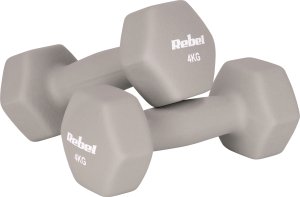 Hantelki żeliwne neoprenowe HEX 2x4kg, REBEL ACTIVE 118
