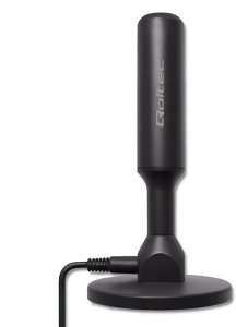 Qoltec Wewnętrzna Antena TV DVB-T2 ze wzmacniaczem sygnału i magnetyczną podstawą | 4K | 28dBi | 5m 4