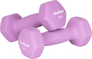 Hantelki żeliwne neoprenowe HEX zestaw 12kg (2x1kg+2x2kg+2x3kg), REBEL ACTIVE 229
