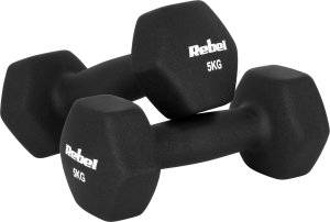 Hantelki żeliwne neoprenowe HEX zestaw 30kg (2x1kg+2x2kg+2x3kg+2x4kg+2x5kg), REBEL ACTIVE 100