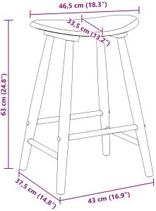 vidaXL Krzesła jadalne 2 pcs Jasny Brąz 46 x 37 x 63 cm Drewno Gumowe 9