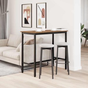 vidaXL stół Stare drewno 100 x 50 x 90,5 cm Drewno inżynieryjne i stal 4