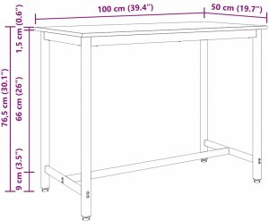 vidaXL stół Dąb Sonoma 100 x 50 x 76,5 cm Drewno inżynieryjne i stal 8