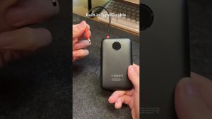 Powerbank 10000 mAh z wbudowanym kablem USB C QC3.0 PD 2A 22,5W K1C W1189 czarny 3