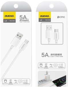 Dudao przewód kabel USB Typ C 2.1A 1m biały (L4T 1m white) 2