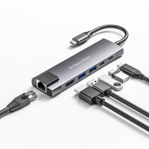 Adapter (HUB) USB typu C na HDMI/2x USB3.0/2x USB typu C/RJ45 100