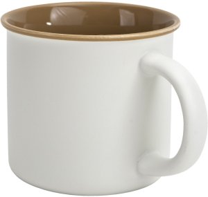 Kubek ceramiczny 355 ml biały z brązowym środkiem 3