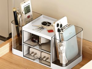 Przybornik organizer na biurko szufladka szafka półki biurowy na drobiazgi 11