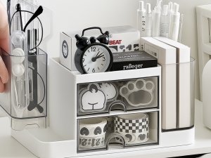 Przybornik organizer na biurko szufladka szafka półki biurowy na drobiazgi 2