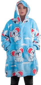 Verk Ciepła bluza koala koc oversize xxl 2w1 gruba futrzak miękka z kapturem 2