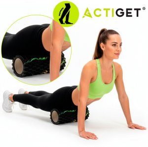 Wałek do masażu, średnio twardy, roller z wypustkami, czarny UNIWERSALNY 12