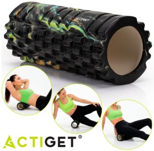 Wałek do masażu, średnio twardy, roller z wypustkami, czarny UNIWERSALNY 20