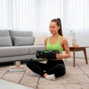 Wałek do masażu, średnio twardy, roller z wypustkami, czarny UNIWERSALNY 5