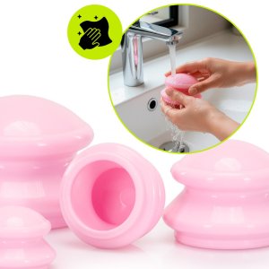 Masażer Eleosklep Bańki chińskie gumowe do masażu zestaw 4 szt. antycellulitowy różowe UNIWERSALNY 20