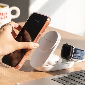 RINGKE QI2.2 25W 3IN1 MAGNETIC MAGSAFE WIRELESS FOLDING CHARGER WHITE 5