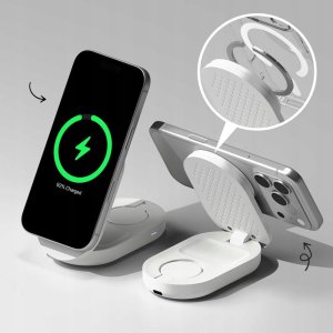 RINGKE QI2.2 25W 3IN1 MAGNETIC MAGSAFE WIRELESS FOLDING CHARGER WHITE 8