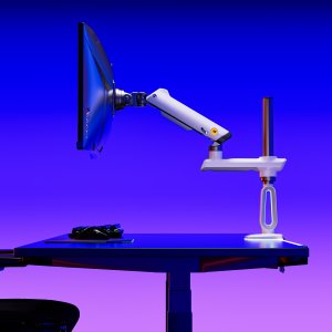 F7-XE Pearl White Podświetlenie RGB Gamingowy mocny uchwyt biurkowy do dużych monitorów 32-60 cali 9