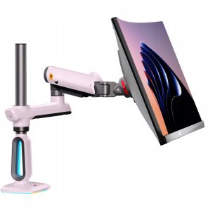 F7-XJ Sakura Pink Podświetlenie RGB Gamingowy mocny uchwyt biurkowy do dużych monitorów 32-60 cali 2