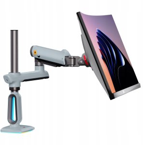 F7-XV Lake Blue Podświetlenie RGB Gamingowy mocny uchwyt biurkowy do dużych monitorów 32-60 cali 2