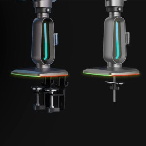 F7-XV Lake Blue Podświetlenie RGB Gamingowy mocny uchwyt biurkowy do dużych monitorów 32-60 cali 6