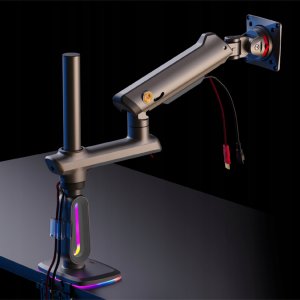 F7-XV Lake Blue Podświetlenie RGB Gamingowy mocny uchwyt biurkowy do dużych monitorów 32-60 cali 7