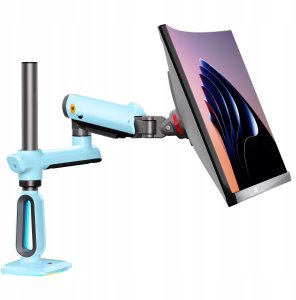 F7-XM Gulf Blue Podświetlenie RGB Gamingowy mocny uchwyt biurkowy do dużych monitorów 32-60 cali 2