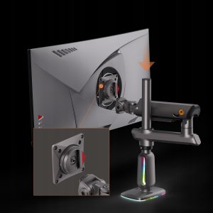 F7-XD Sunrise Yellow Podświetlenie RGB Gamingowy mocny uchwyt biurkowy do dużych monitorów 32-60 cali 5