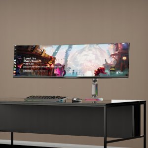 F7-XK Moss Green Podświetlenie RGB Gamingowy mocny uchwyt biurkowy do dużych monitorów 32-60 cali 13