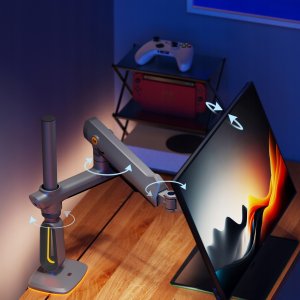 F7-XK Moss Green Podświetlenie RGB Gamingowy mocny uchwyt biurkowy do dużych monitorów 32-60 cali 4