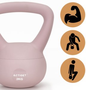 Kettlebell miękki 2kg kula odważnik hantla ciężar do ćwiczeń fitness, jasnoróżowy UNIWERSALNY 18